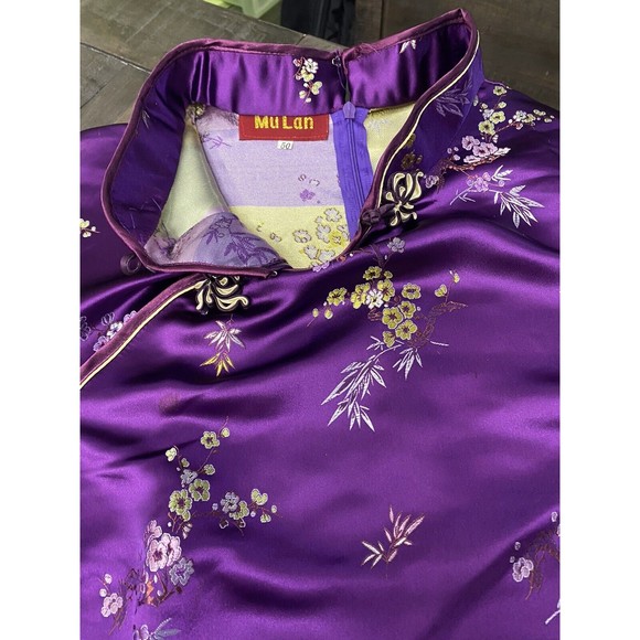 Mu lan Cheongsam Qipao purple Chinese Floral pattern Dress xxl - Picture 7 of 11